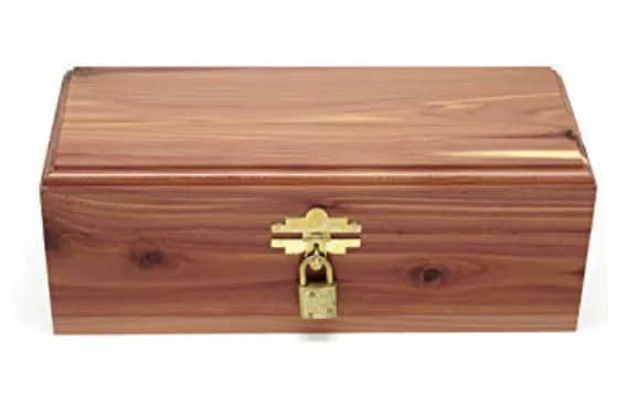 Cedar box with small gold lock